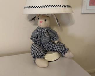 Vintage Country Style Stuffed Bunny Rabbit Table Lamp