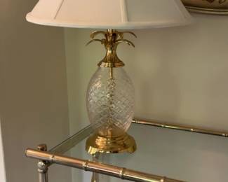 Vintage Brass and Crystal Pineapple Table Lamp
