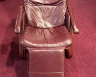 Nepsco Backsaver Zero Gravity Recliner Burgundy Leather Recliner with Integrated Footrest