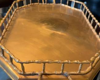 Brass Faux Bamboo Gallery Tray