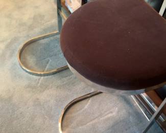 Set of 2 Modern Velvet Bar Stools with Metal Legs 