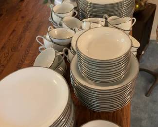 Noritake Fine China Set with Silver Trim  Set of 12 w/ Tea Kettles
