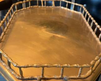 Brass Faux Bamboo Gallery Tray
