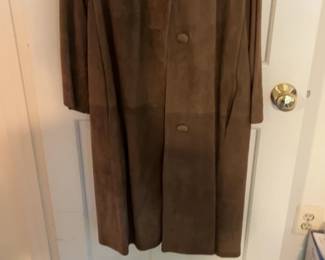 Vintage Suede Coat with Faux Fur Collar