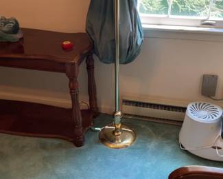 Vintage Brass Gooseneck Floor Lamp with Pleated Shade