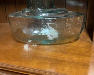 Vintage Boat Shaped Glass Cookie Jar with Cork Stopper