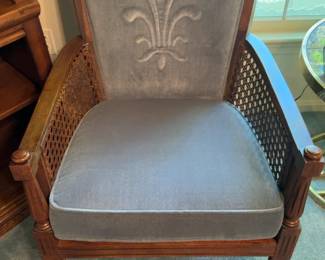 Vintage French Provincial Armchair with Fleur-de-Lis Velvet Upholstery (Priced Individually)