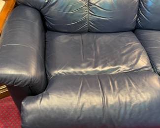 La-Z-Boy Modern Navy Blue Faux Leather Loveseat
