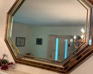 Ornate Octagonal Gold Beveled Wall Mirror