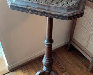 Bombay Pedestal Side Table with Cane Inset Top