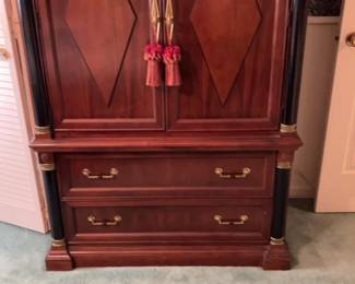 Empire Style Dark Wood Armoire with Diamond Inlay 42 x 20 x 64