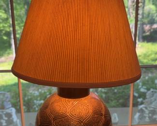 Textured Ceramic Table Lamp with Pleated Shade