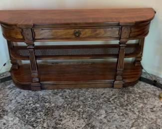 Classic Demi-Lune Inlaid Mahogany Console Table 56 x 13 x 26