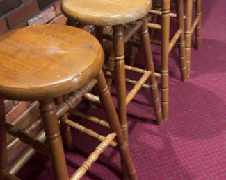 Set of 4 Solid Wood Bar Stools - 30” Tall