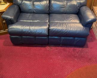 La-Z-Boy Modern Navy Blue Faux Leather Loveseat