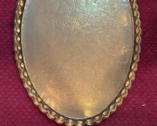 Ornate Etched Brass Oval Coffee Table Top