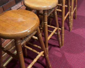 Set of 4 Solid Wood Bar Stools - 30” Tall