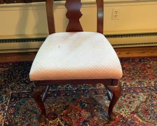 Queen Anne Style Wood Dining Chair with Upholstered Seat