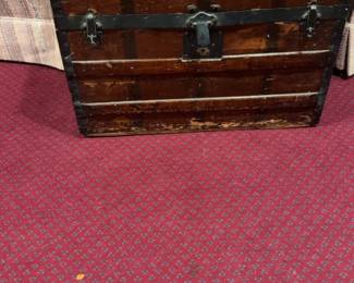 Antique Dome Top Wooden Steamer Trunk