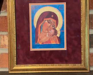 Framed Madonna and Child Religious Icon