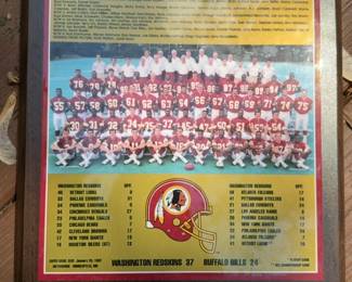 1991 Washington Redskins Super Bowl XXVI Champions Commemorative Plaque