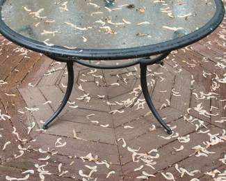 Round Glass Top Patio Table with Umbrella Hole