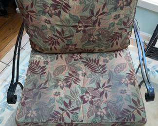 Wrought Iron Patio Lounge Chair with Floral Cushions (Priced Individually)
