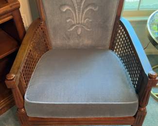 Vintage French Provincial Armchair with Fleur-de-Lis Velvet Upholstery (Priced Individually)