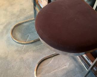 Set of 2 Modern Velvet Bar Stools with Metal Legs 