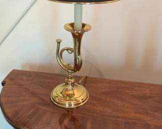 Vintage Brass French Horn Table Lamp