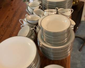 Noritake Fine China Set with Silver Trim  Set of 12 w/ Tea Kettles