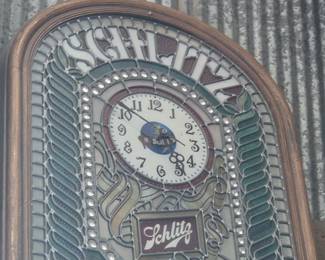 Vintage Schlitz clock - faux stained glass design