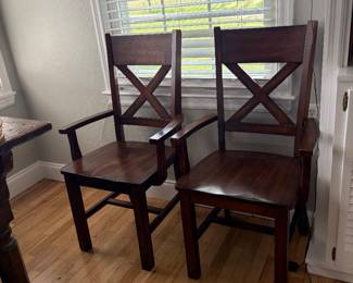 Pair of wood arm chairs 