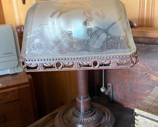 Vintage Bronze Bankers Lamp 