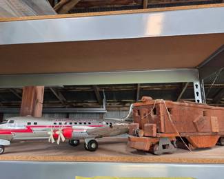 Vintage Cragston tin toy airplane - American Airlines DC 7