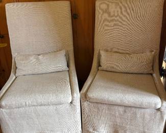 Restoration Hardware dining chairs ( 6 of them)  (Belgian Slipcovered slope arm chair) 