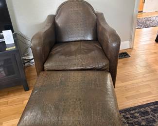 Leather Accent chair w/ ottoman