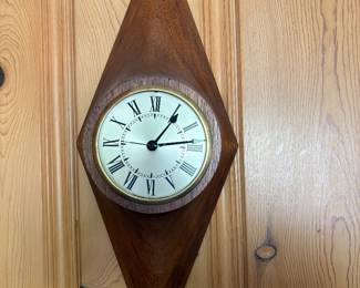 Vintage MCM  Walnut Vertical Clock 