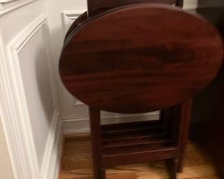 Set 4 mahogany TV trays