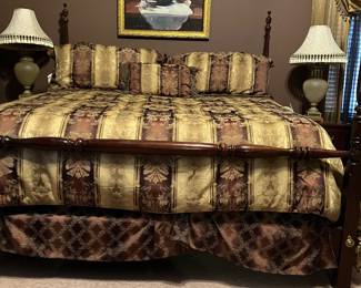 Thomasville King bed, original oil painting, custom comforter