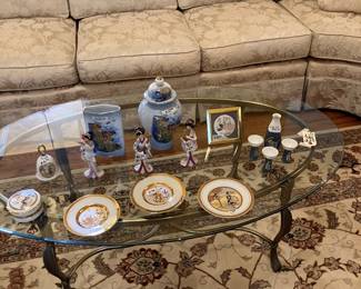 Oval Etruscan Iron & glass coffee table 