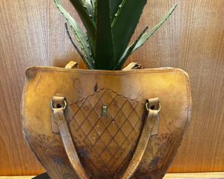 Vintage old leather golf bag