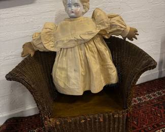Vintage large hand made doll with china head very weighty