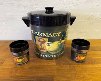 Vintage ice bucket with matching cups
