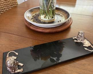 Large and heavy Arthur Court Lion charcuterie tray