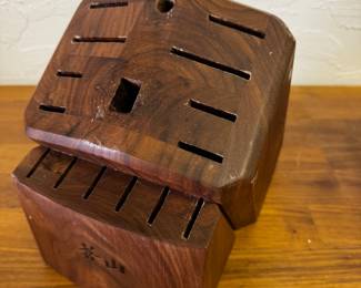 Heavy walnut knife holder