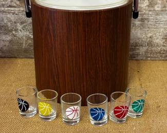 Nice vintage ice bucket and shot glasses
