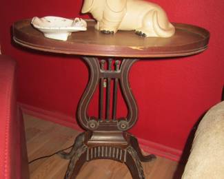 Vintage Harp Pedestal Table