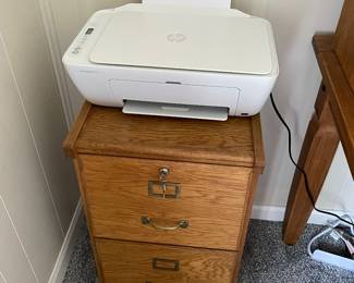 Printer and wooden file cabinet 