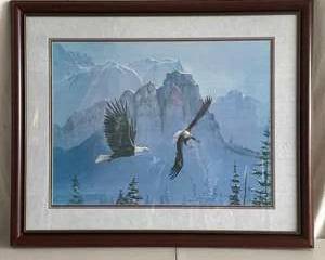 Limited Edition Framed Bald Eagle Print Signed by Tom J. Dooley – 151 of 950